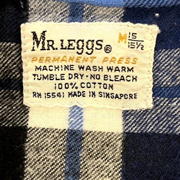 Mr. Leggs Vintage Shirt Men's Flannel Plaid Button Up100% Cotton Size Medium - Picture 4 of 5